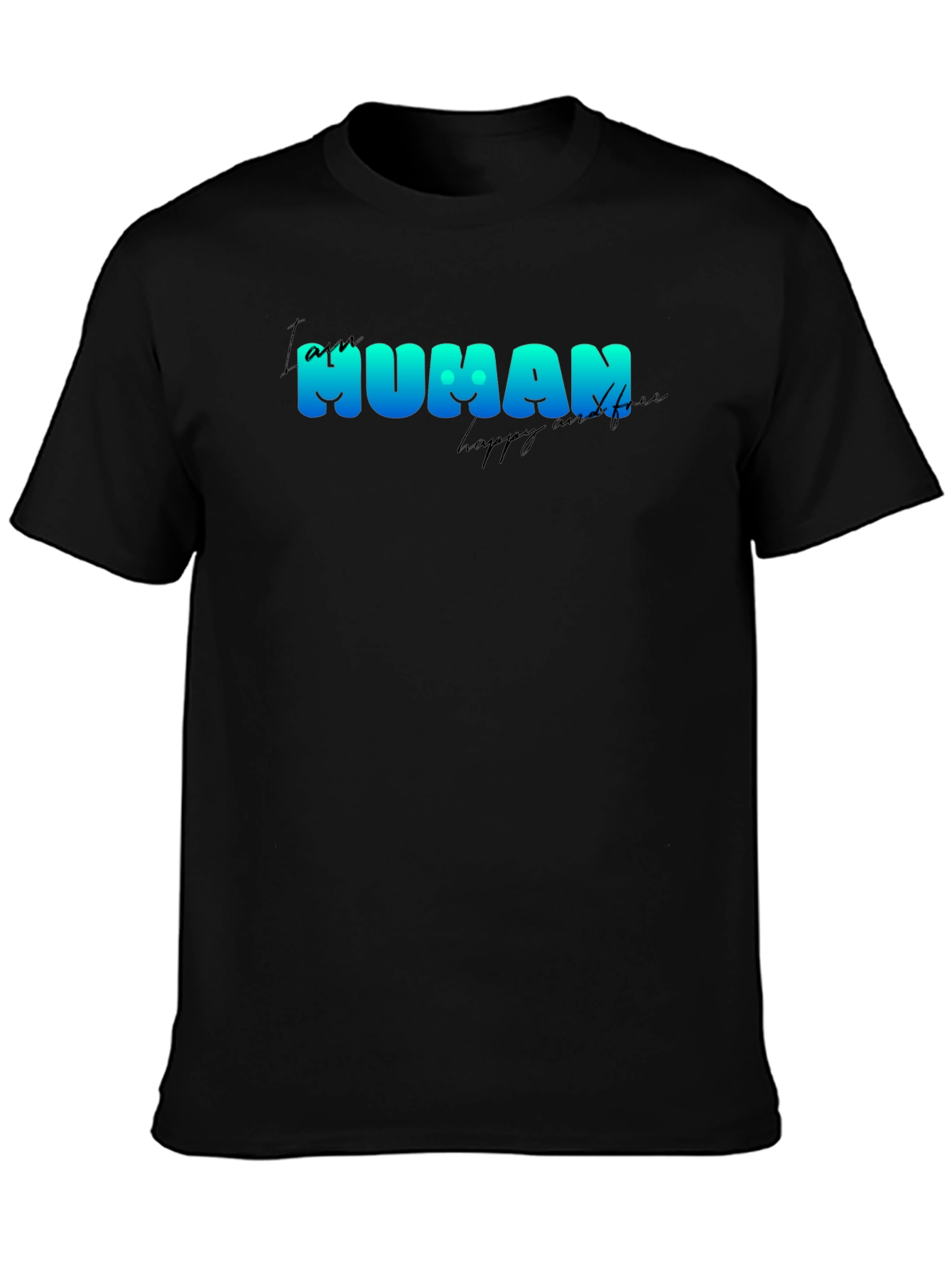 I am Human T-Shirt - Black Crew Neck