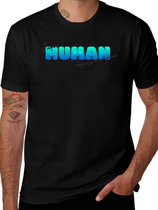I am Human T-Shirt - Black Crew Neck