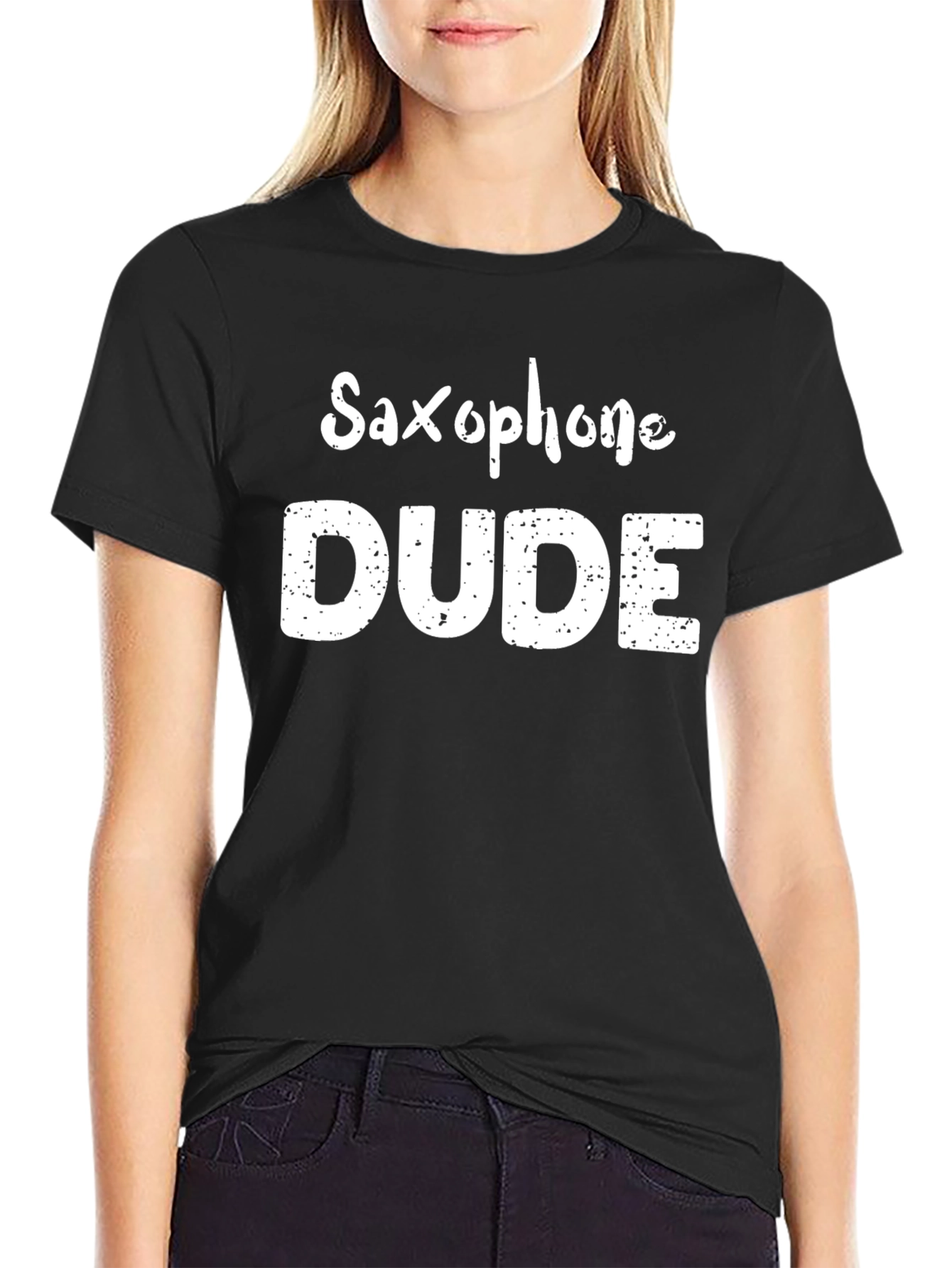 Saxophone Dude Graphic Tee - Black Cotton