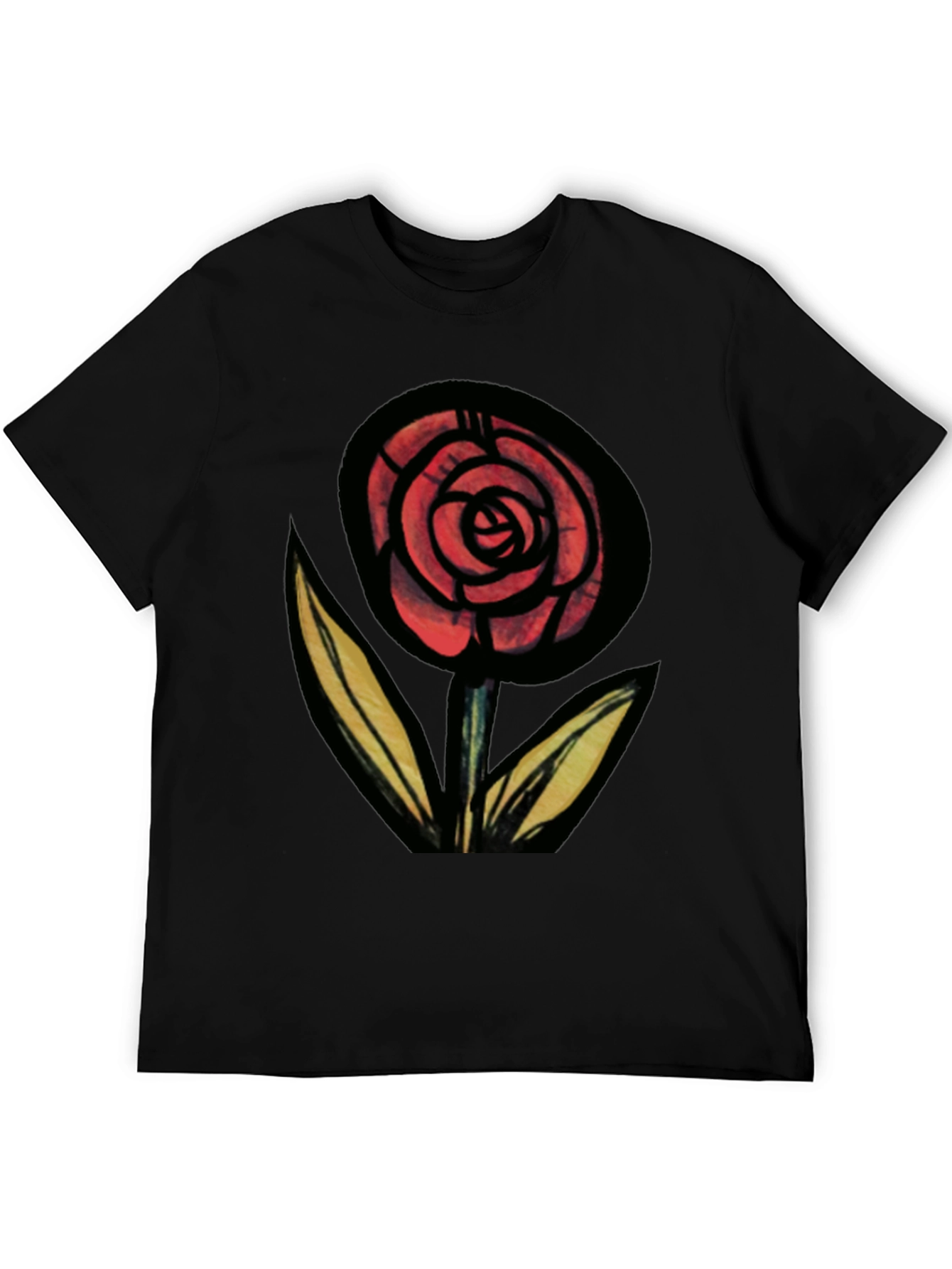 Rose Graphic Black Tee - Mens Fashion