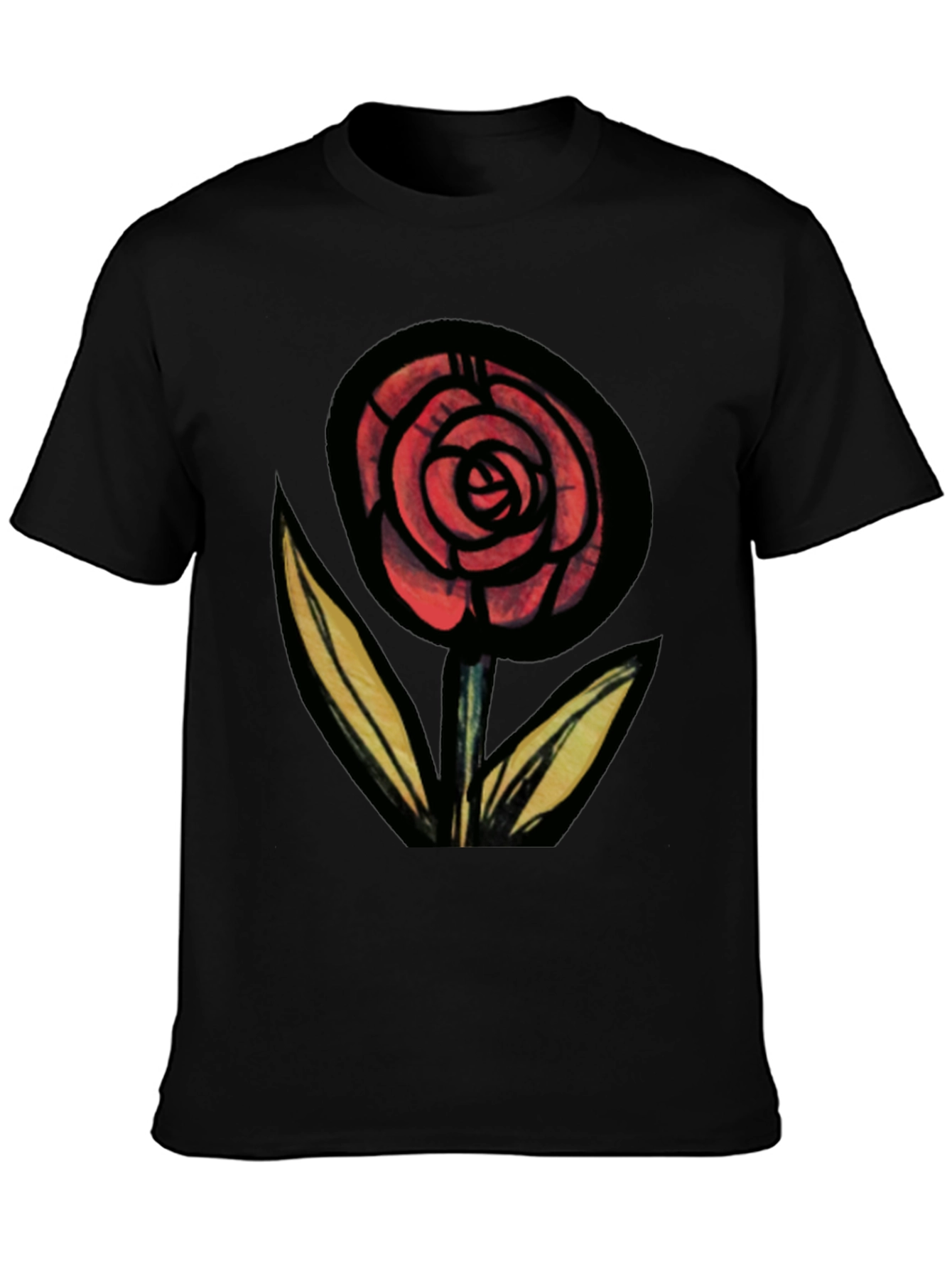 Rose Graphic Black Tee - Mens Fashion