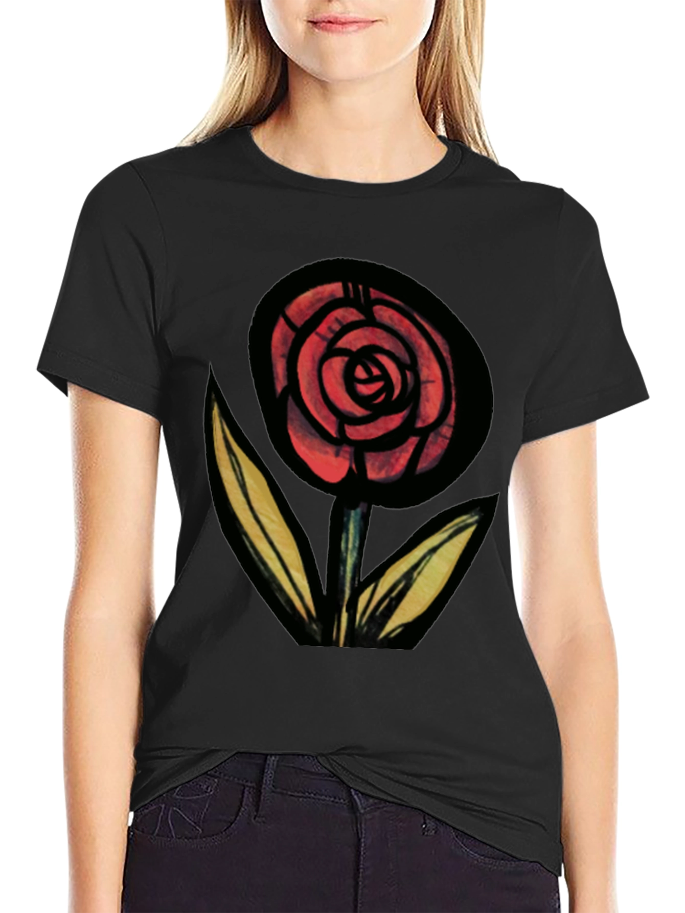 Rose Graphic Black Tee - Mens Fashion