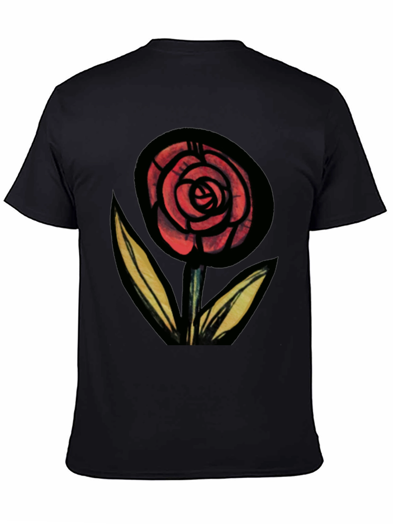 Rose Graphic Black Tee - Mens Fashion