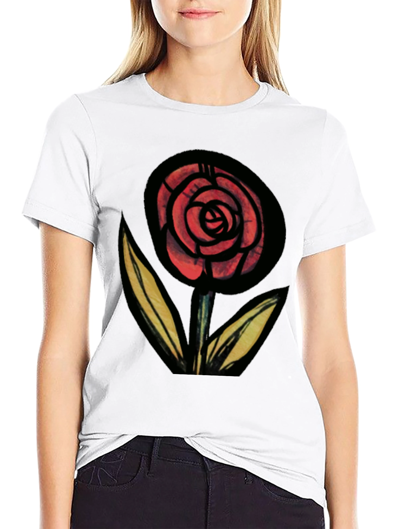 Rose Graphic Black Tee - Mens Fashion
