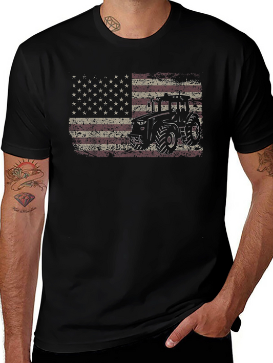 American Flag Tractor Graphic Tee
