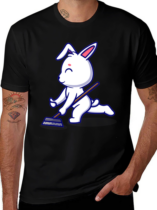 Bunny Curling T-Shirt - Novelty Ice Sport Tee