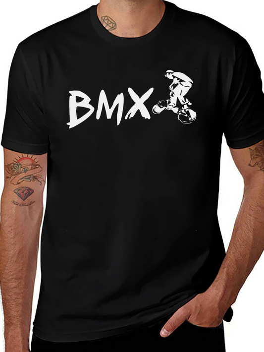 BMX Graphic T-Shirt - Black Cotton Blend Casual Wear