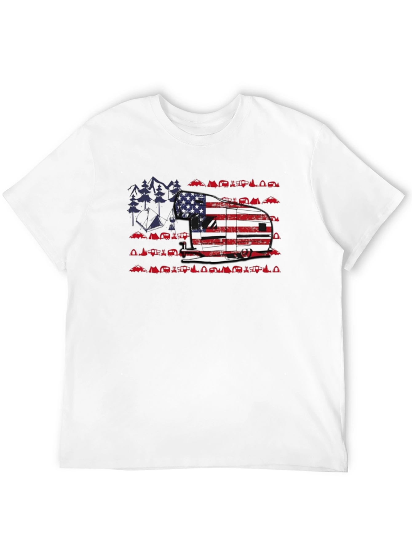 American Flag Camper Camping Graphic Tee