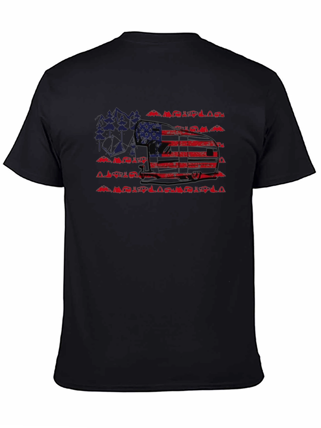 American Flag Camper Camping Graphic Tee