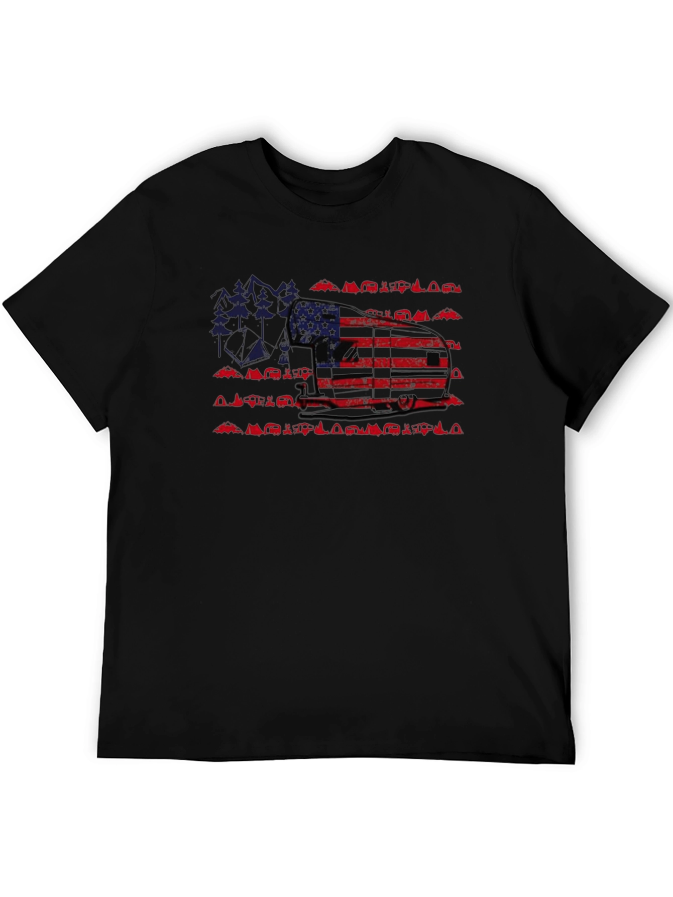 American Flag Camper Camping Graphic Tee