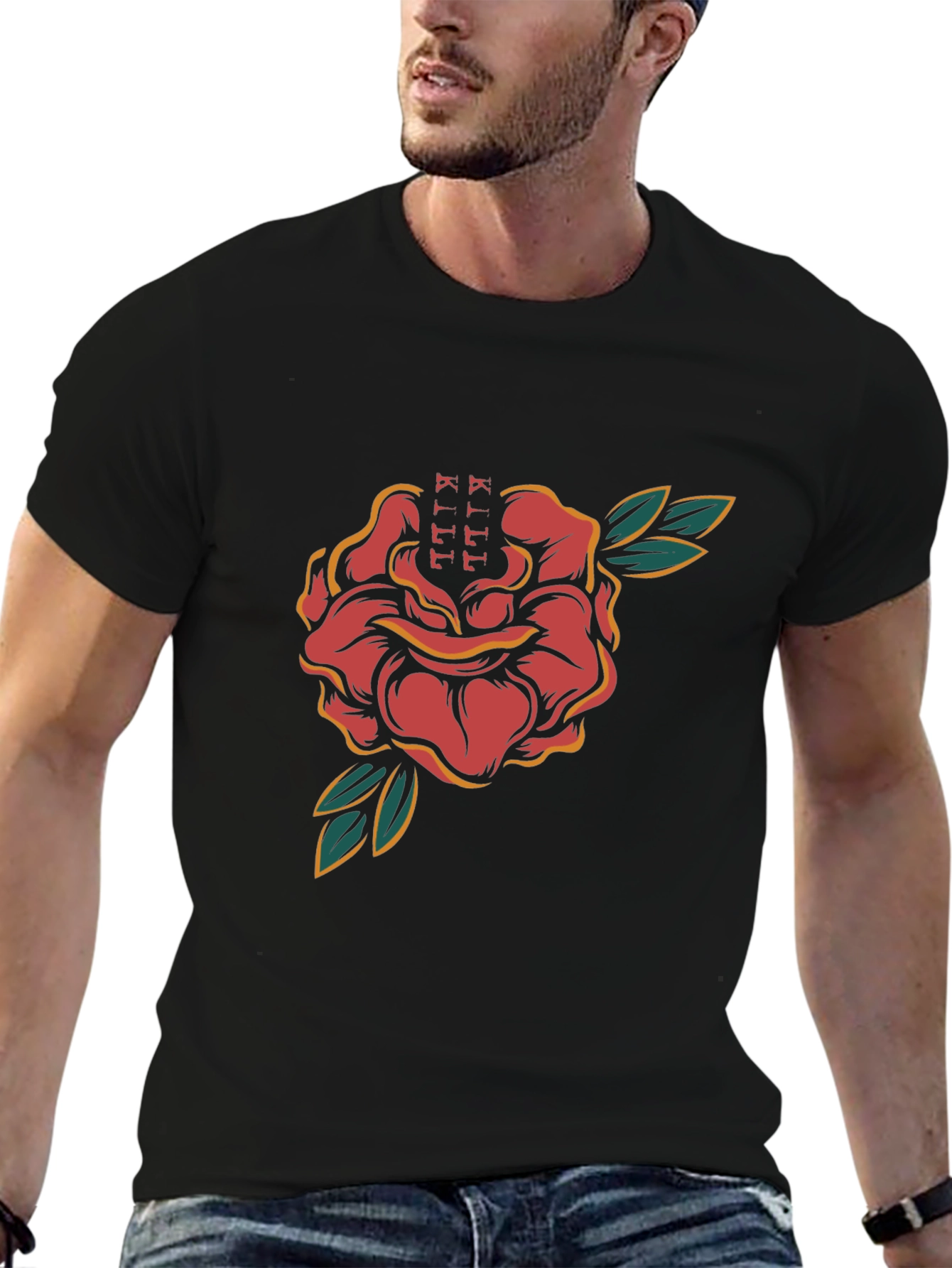 Rose Tattoo Graphic Black T-Shirt