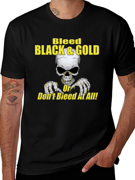 Bleed Black & Gold Skull Graphic Tee