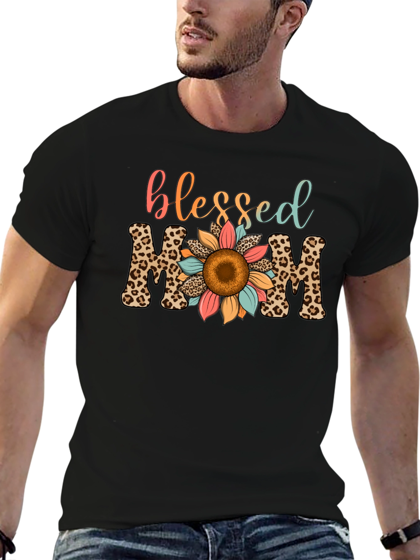 Blessed Mom Leopard Print T-Shirt