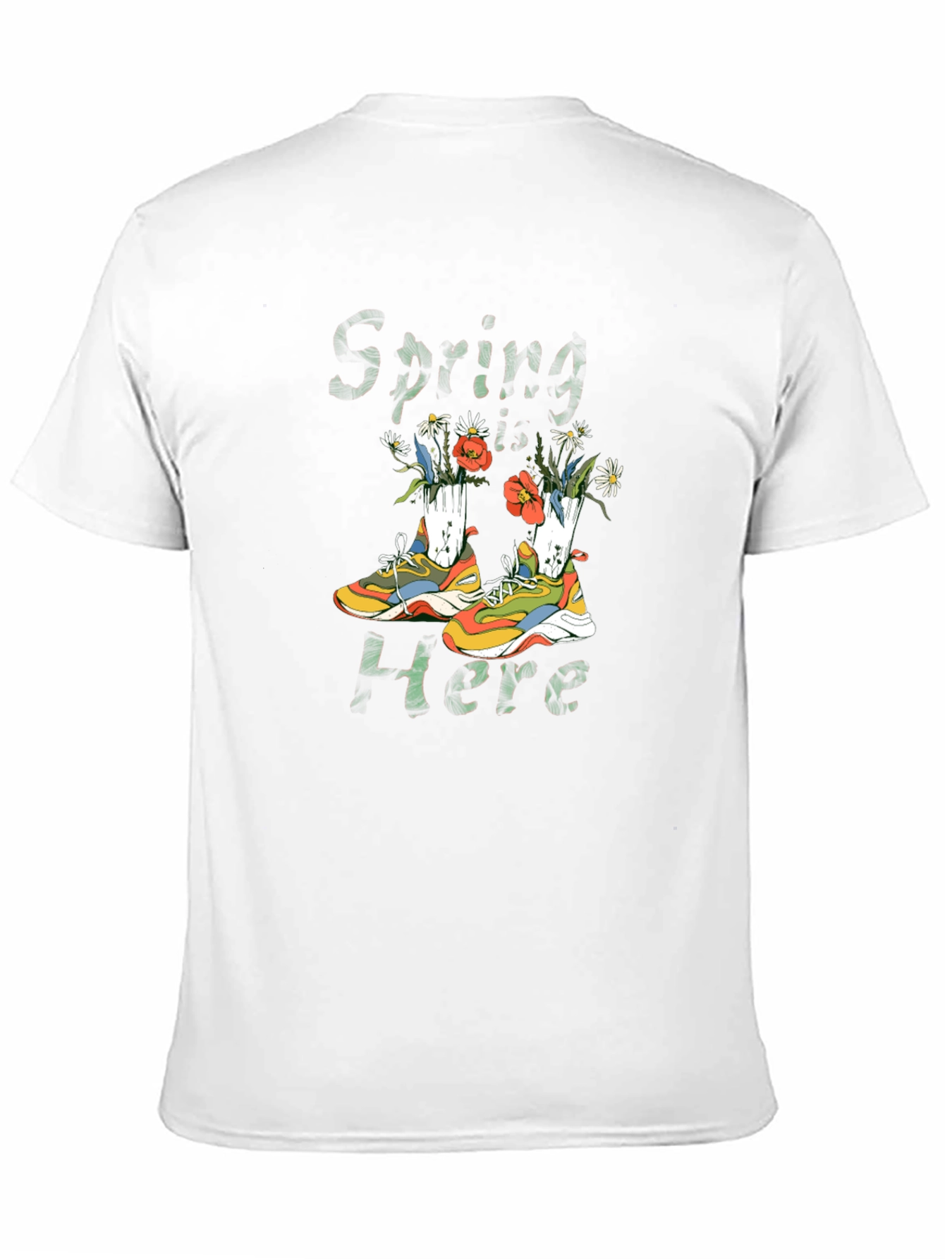 Spring Here Floral Sneakers Graphic Tee - Black