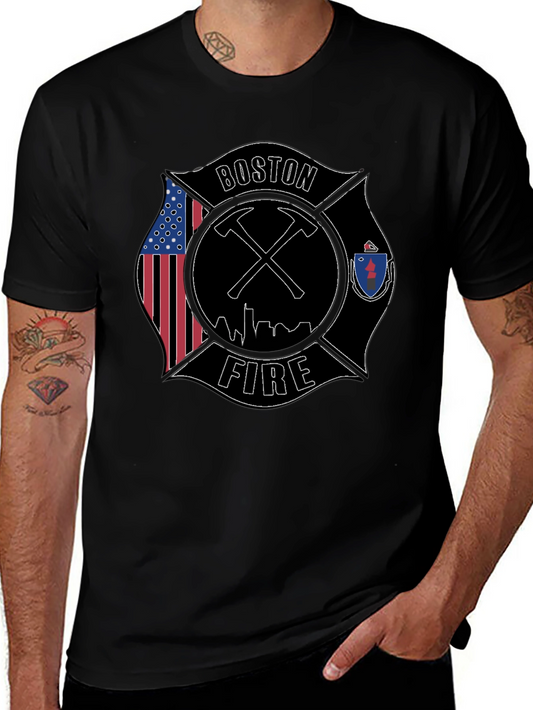 Boston Firefighter Maltese Cross Graphic T-Shirt