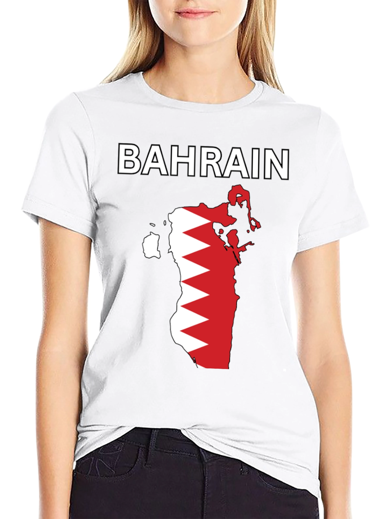 Bahrain Flag Map Graphic T-Shirt