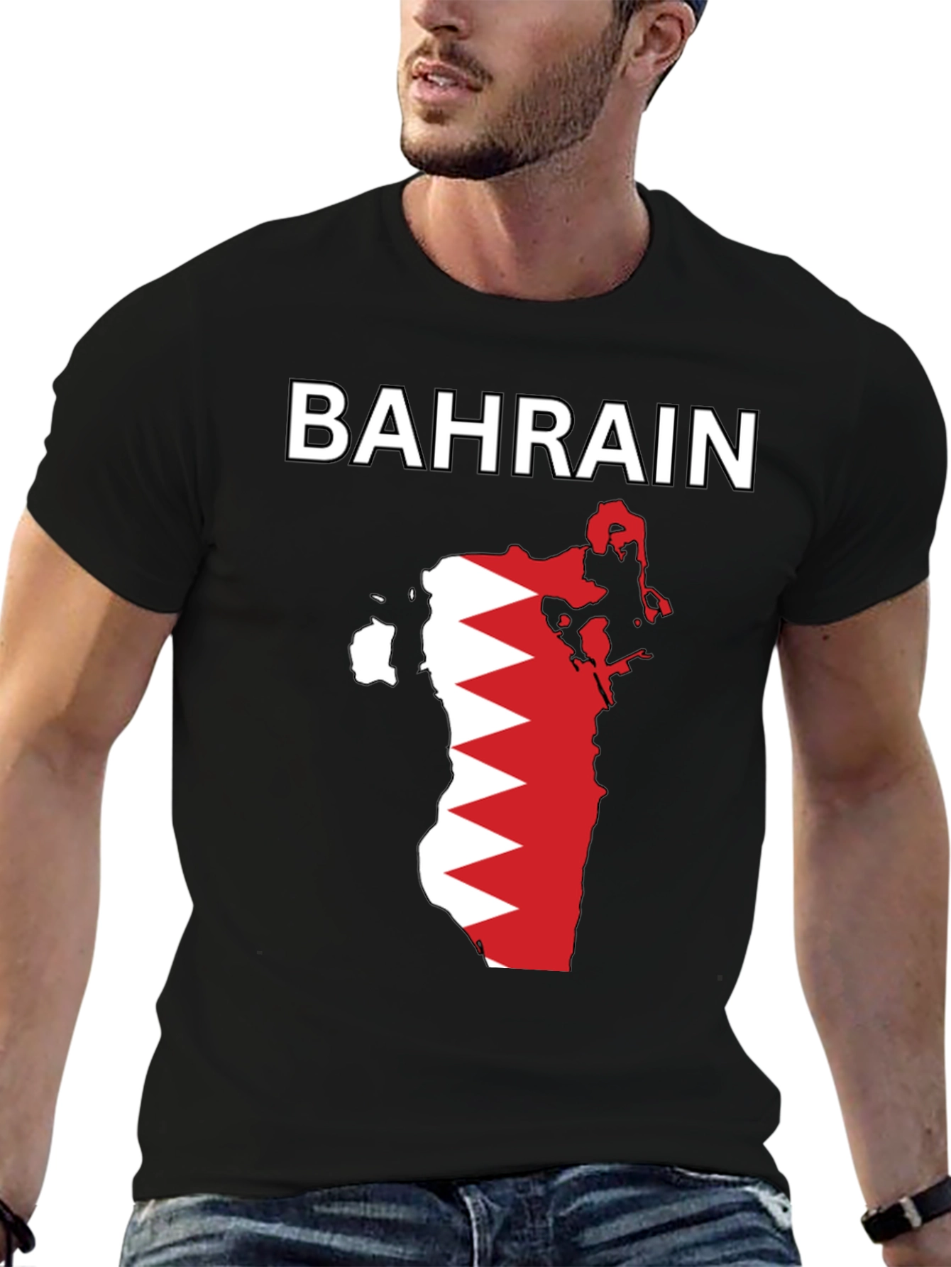 Bahrain Flag Map Graphic T-Shirt