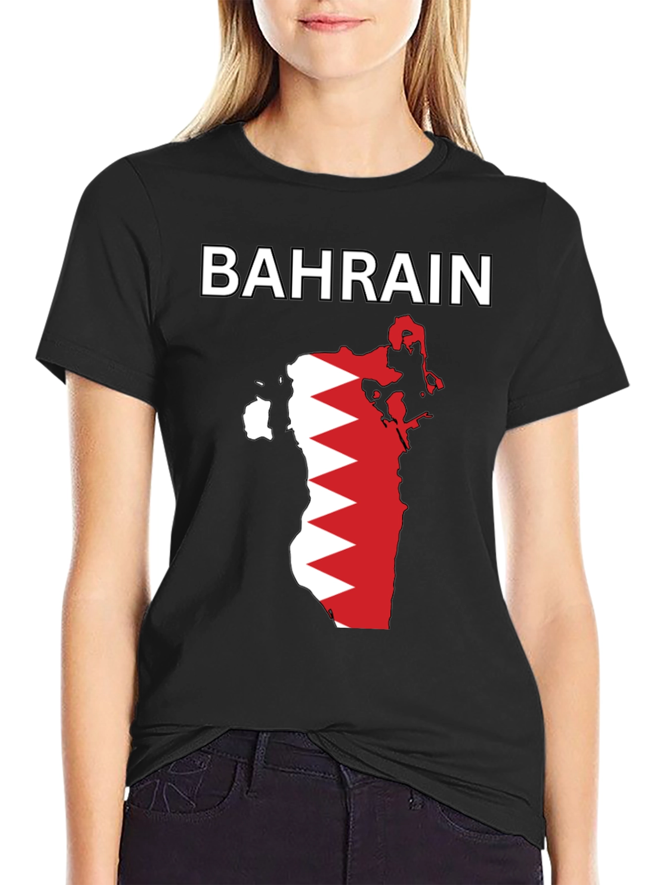 Bahrain Flag Map Graphic T-Shirt