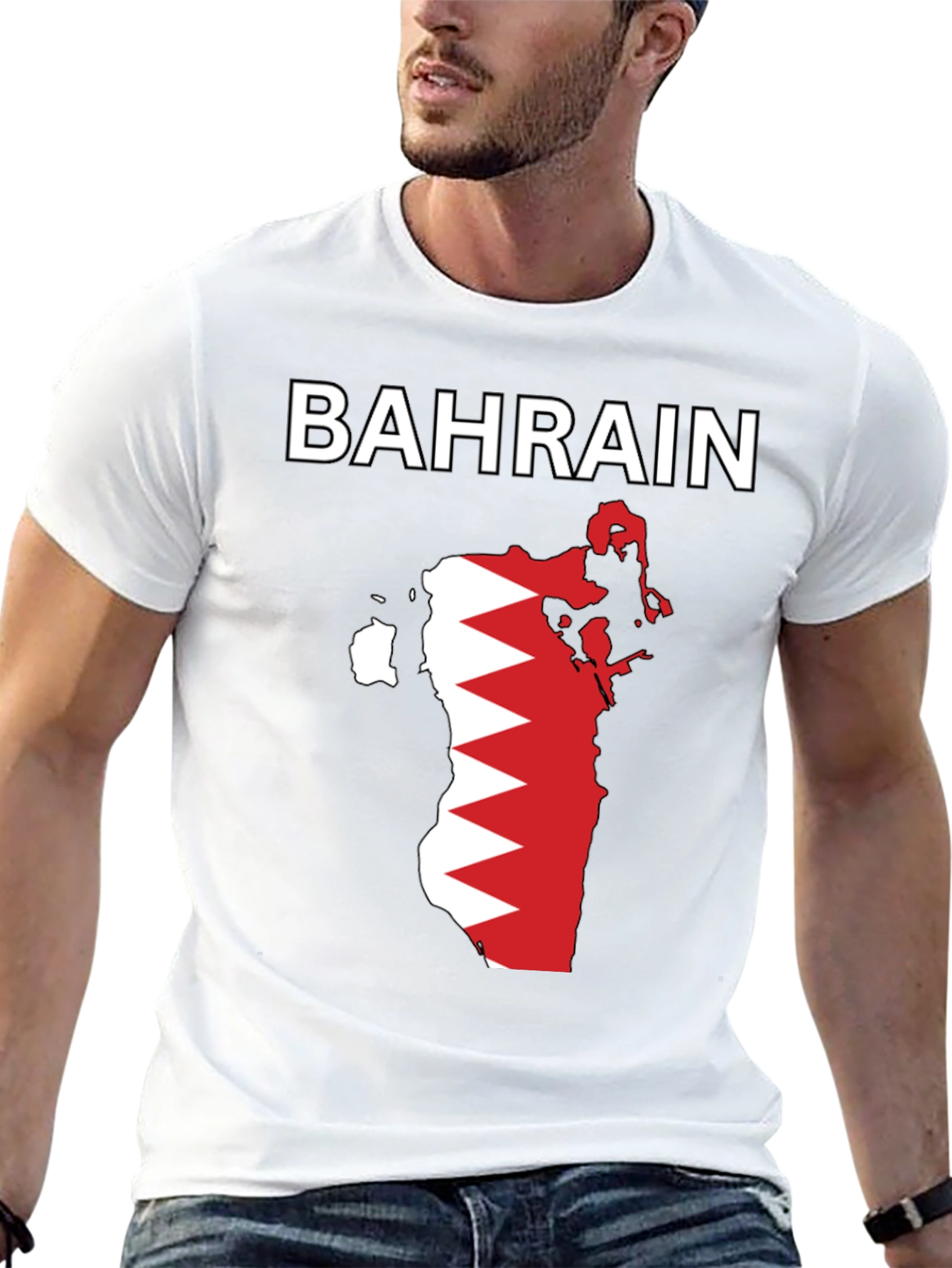 Bahrain Flag Map Graphic T-Shirt