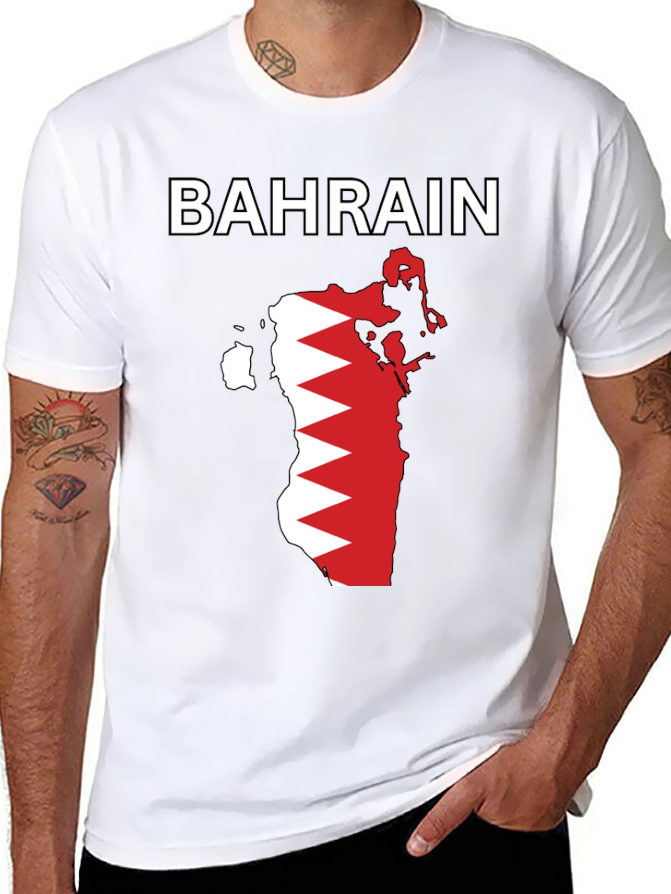 Bahrain Flag Map Graphic T-Shirt