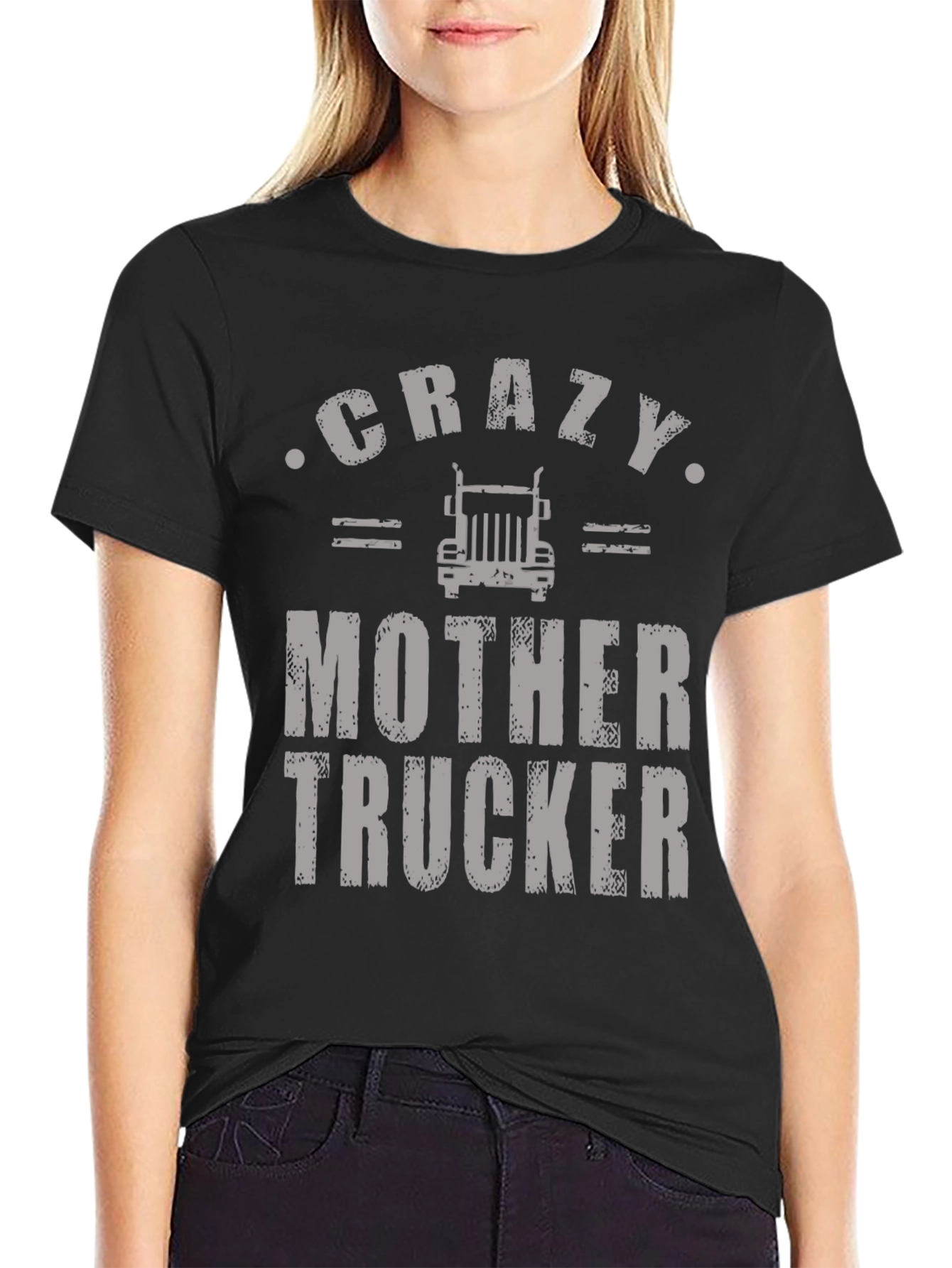 Crazy Mother Trucker Black T-Shirt