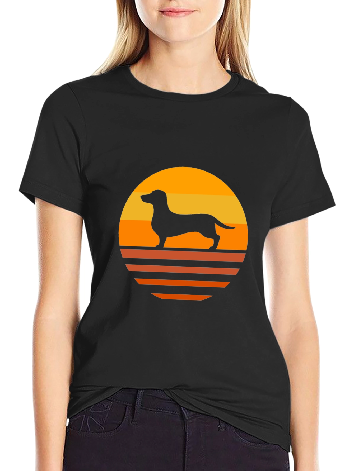 Retro Dachshund Sunset T-Shirt