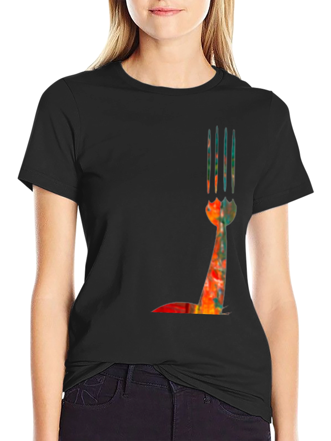Abstract Fork Graphic Tee - Modern Art Shirt