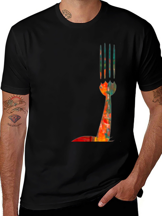 Abstract Fork Graphic Tee - Modern Art Shirt