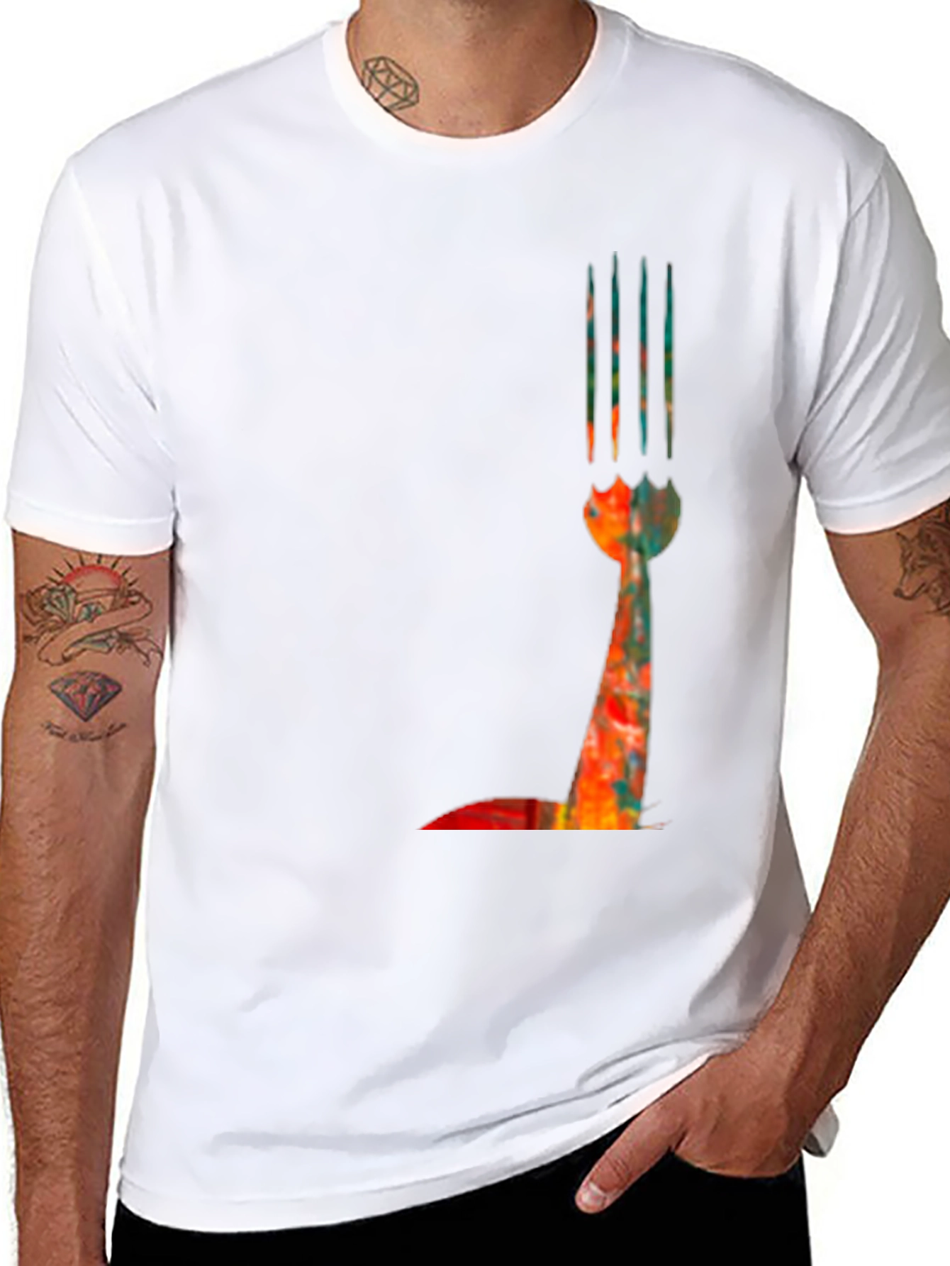 Abstract Fork Graphic Tee - Modern Art Shirt