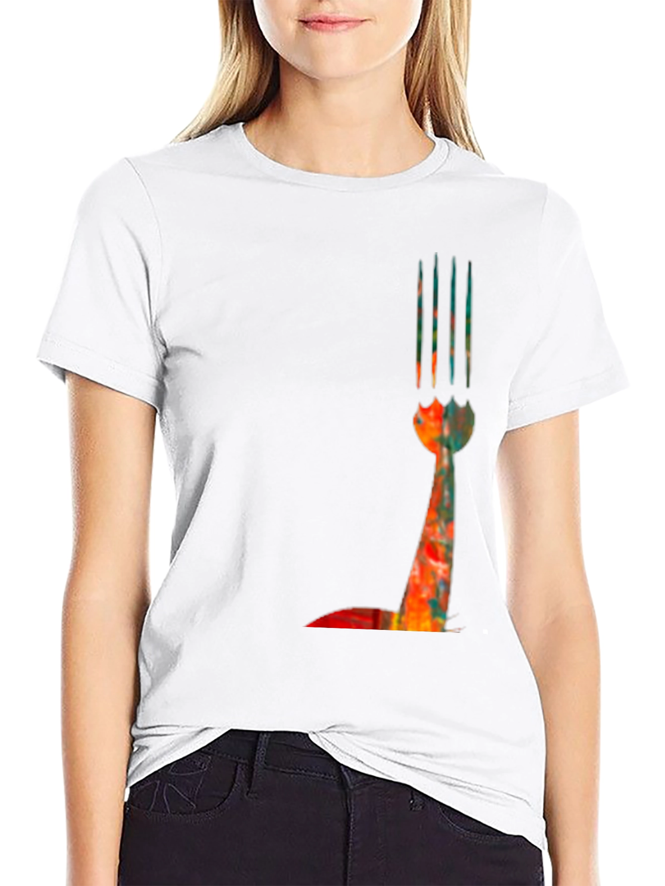 Abstract Fork Graphic Tee - Modern Art Shirt