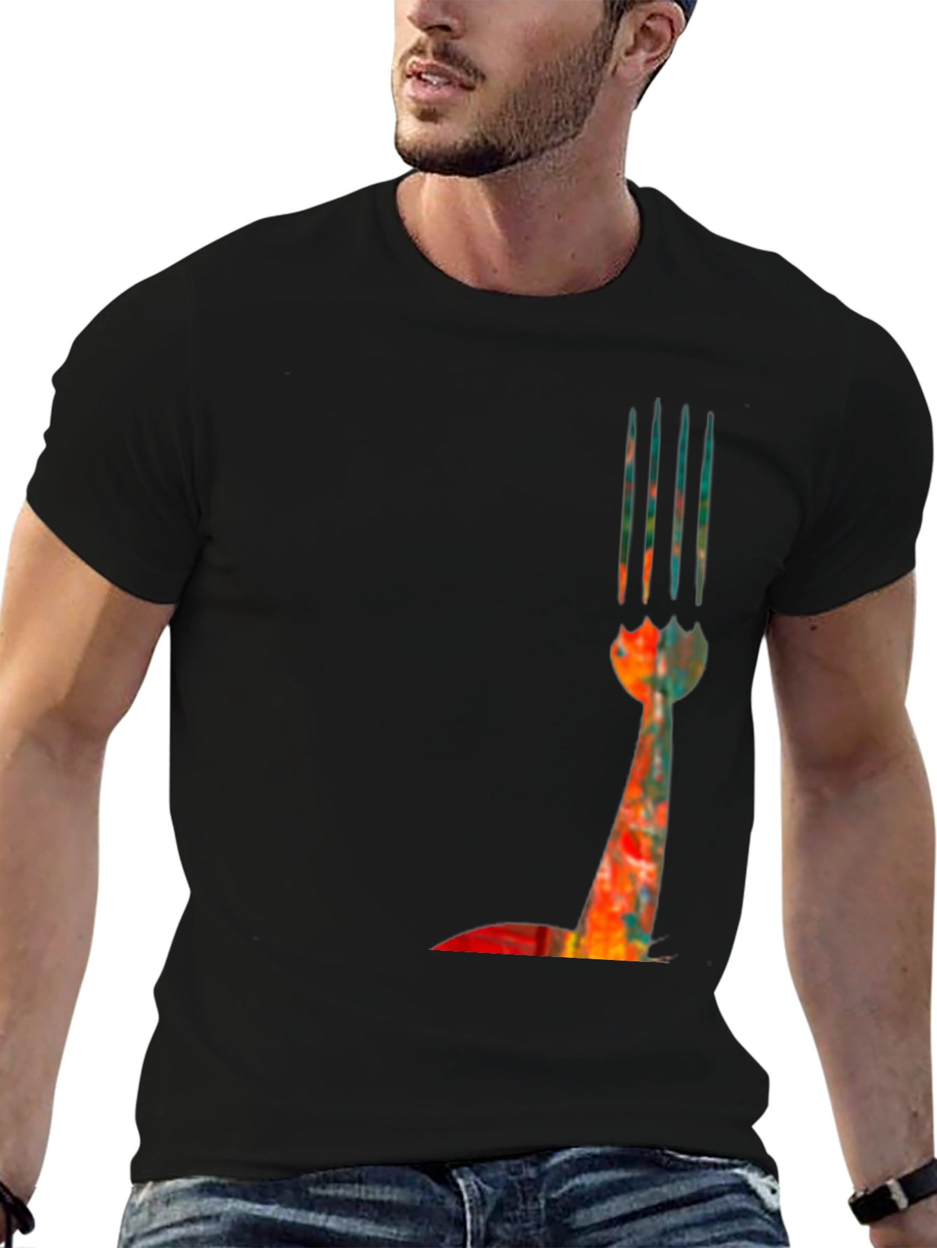 Abstract Fork Graphic Tee - Modern Art Shirt