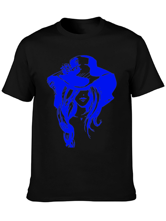 Blue Lady Graphic Black T-Shirt