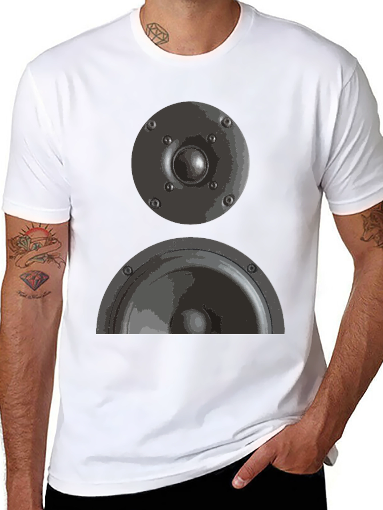 Speaker Graphic Tee - Black Cotton T-Shirt
