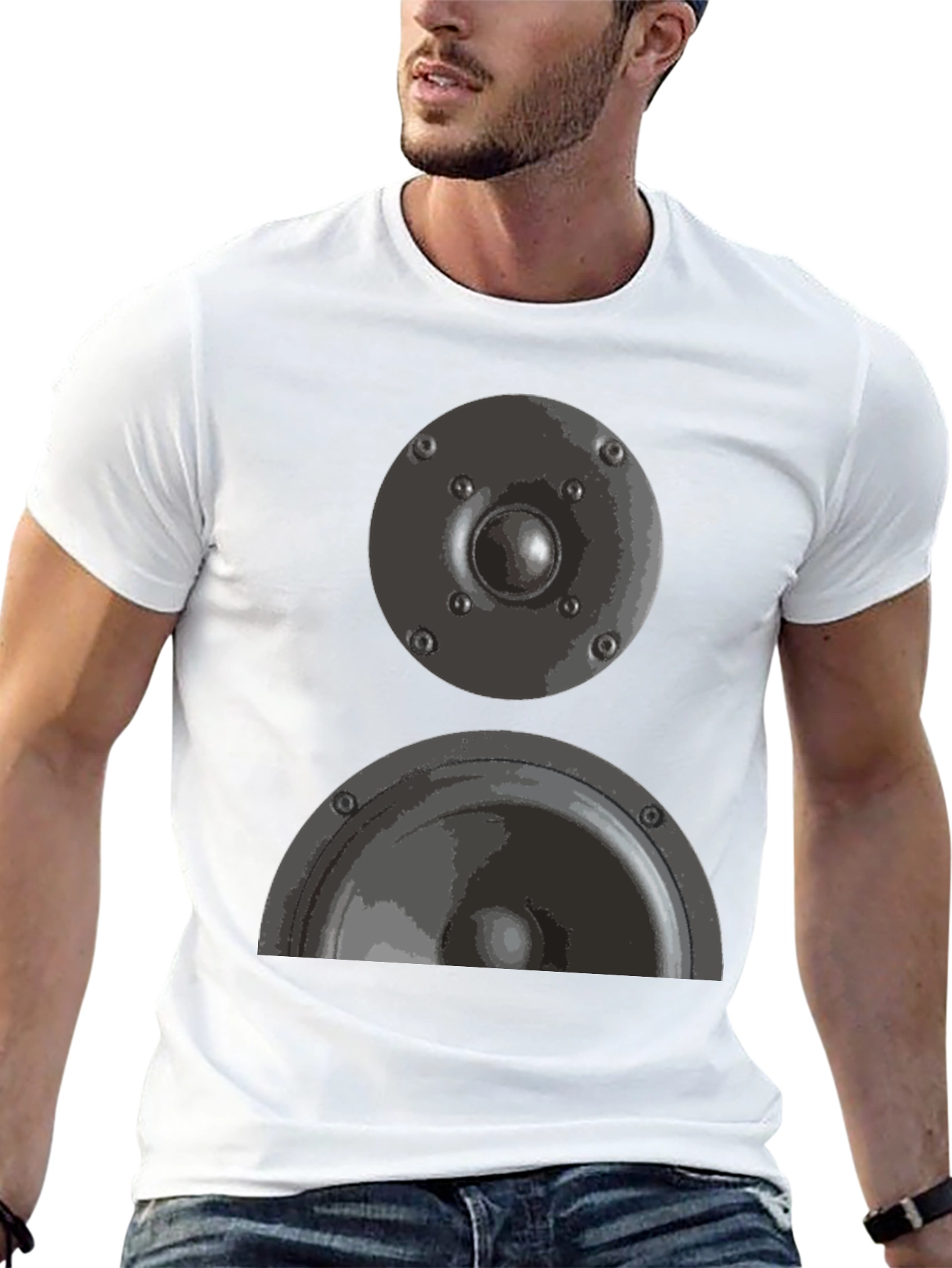Speaker Graphic Tee - Black Cotton T-Shirt