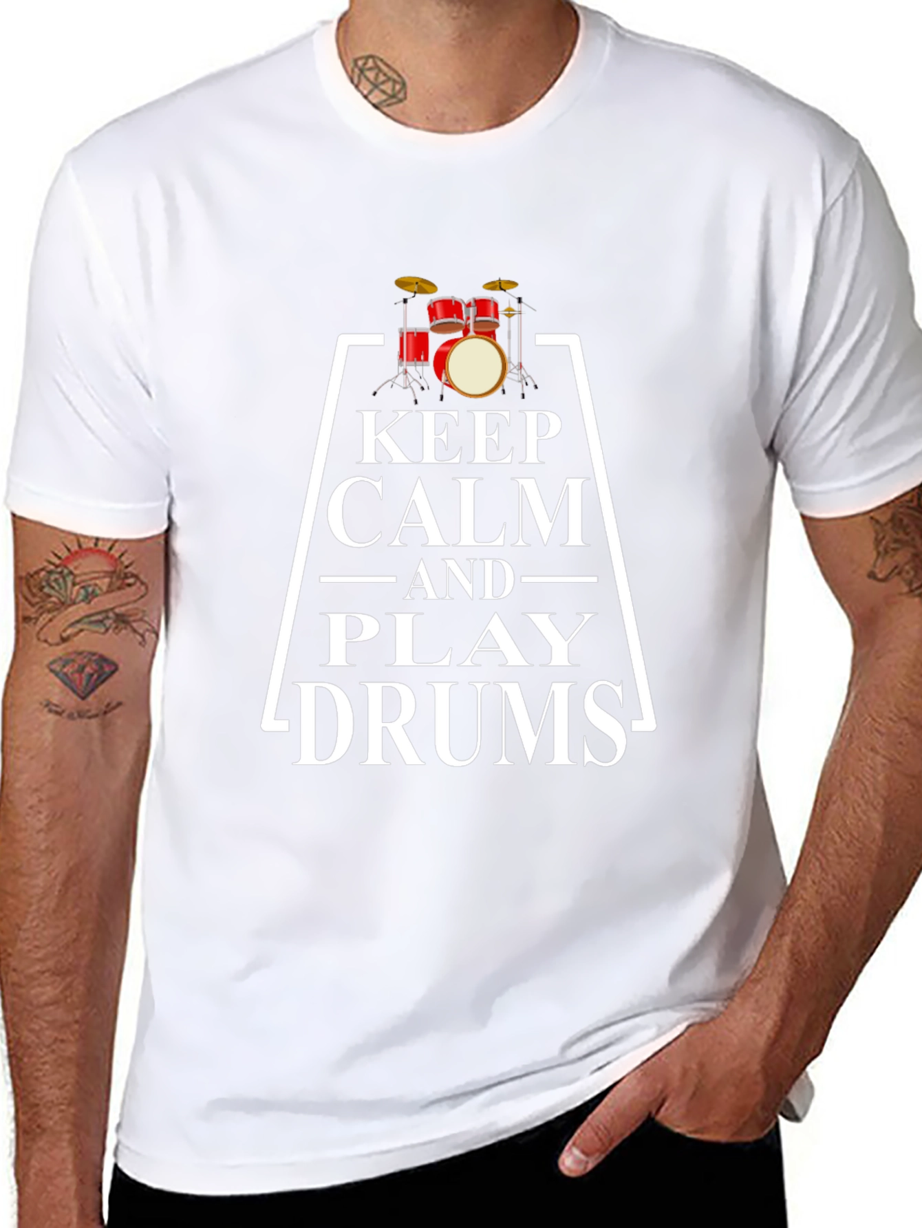 Keep Calm and Play Drums Graphic Tee