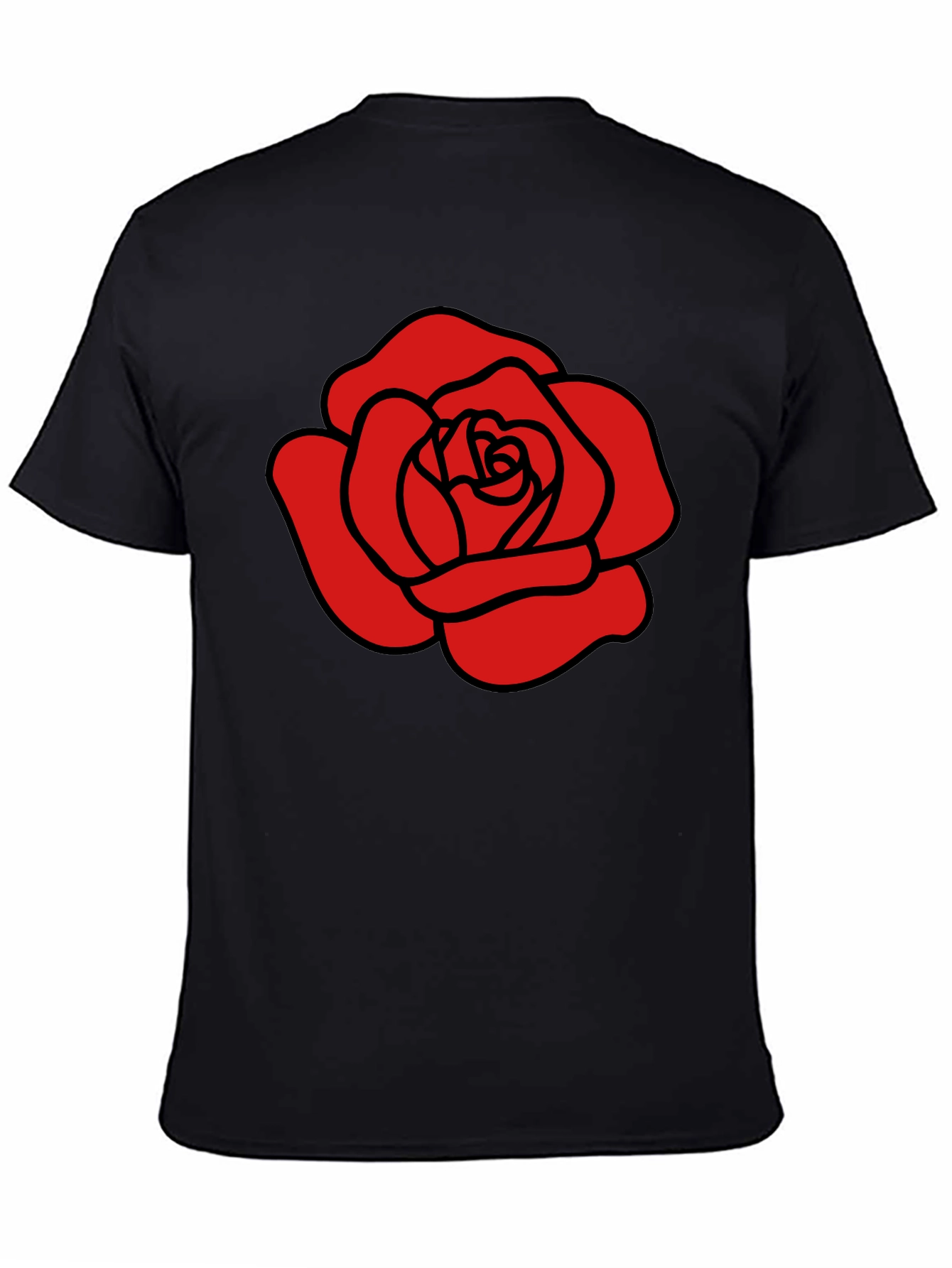 Red Rose Graphic Black T-Shirt