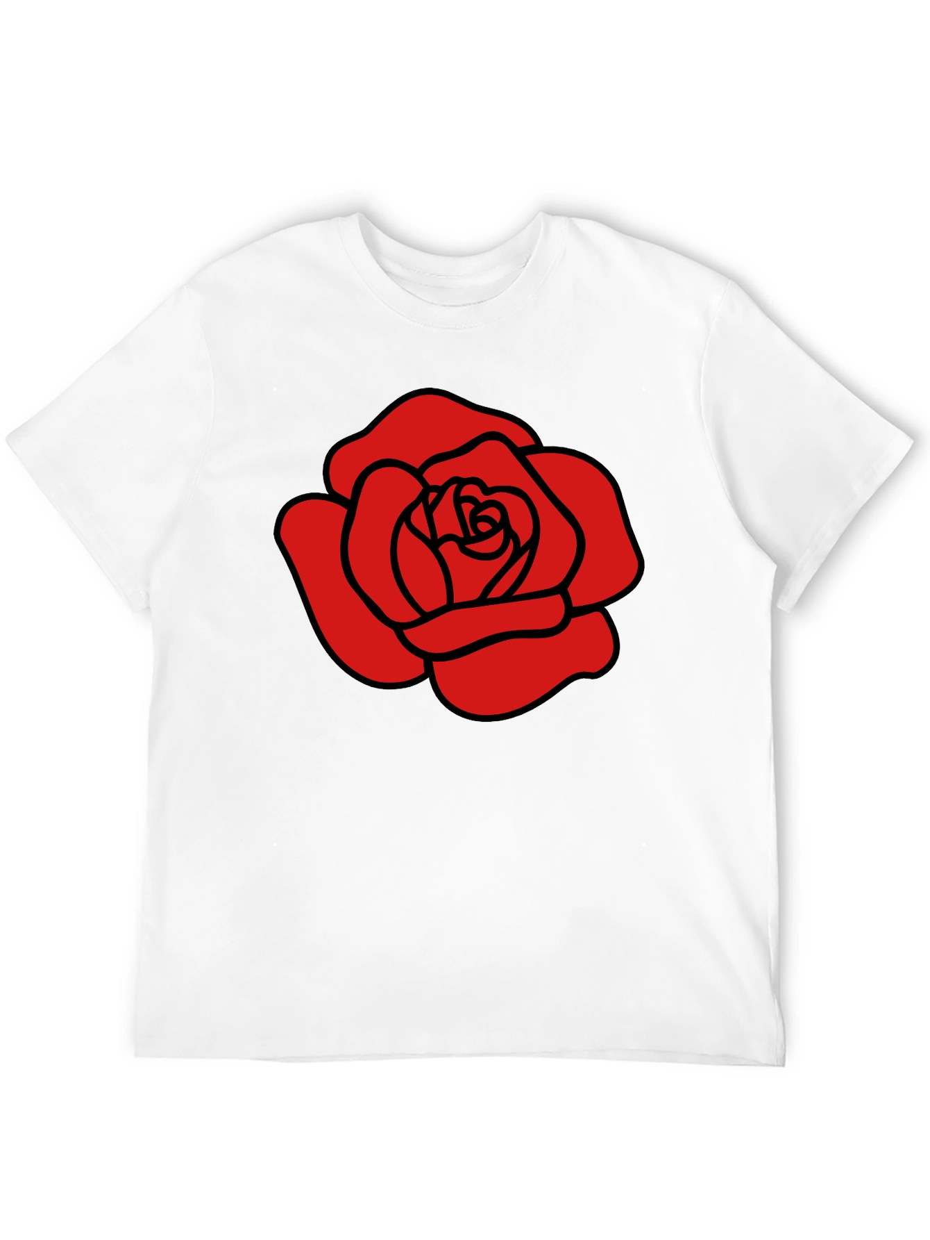 Red Rose Graphic Black T-Shirt