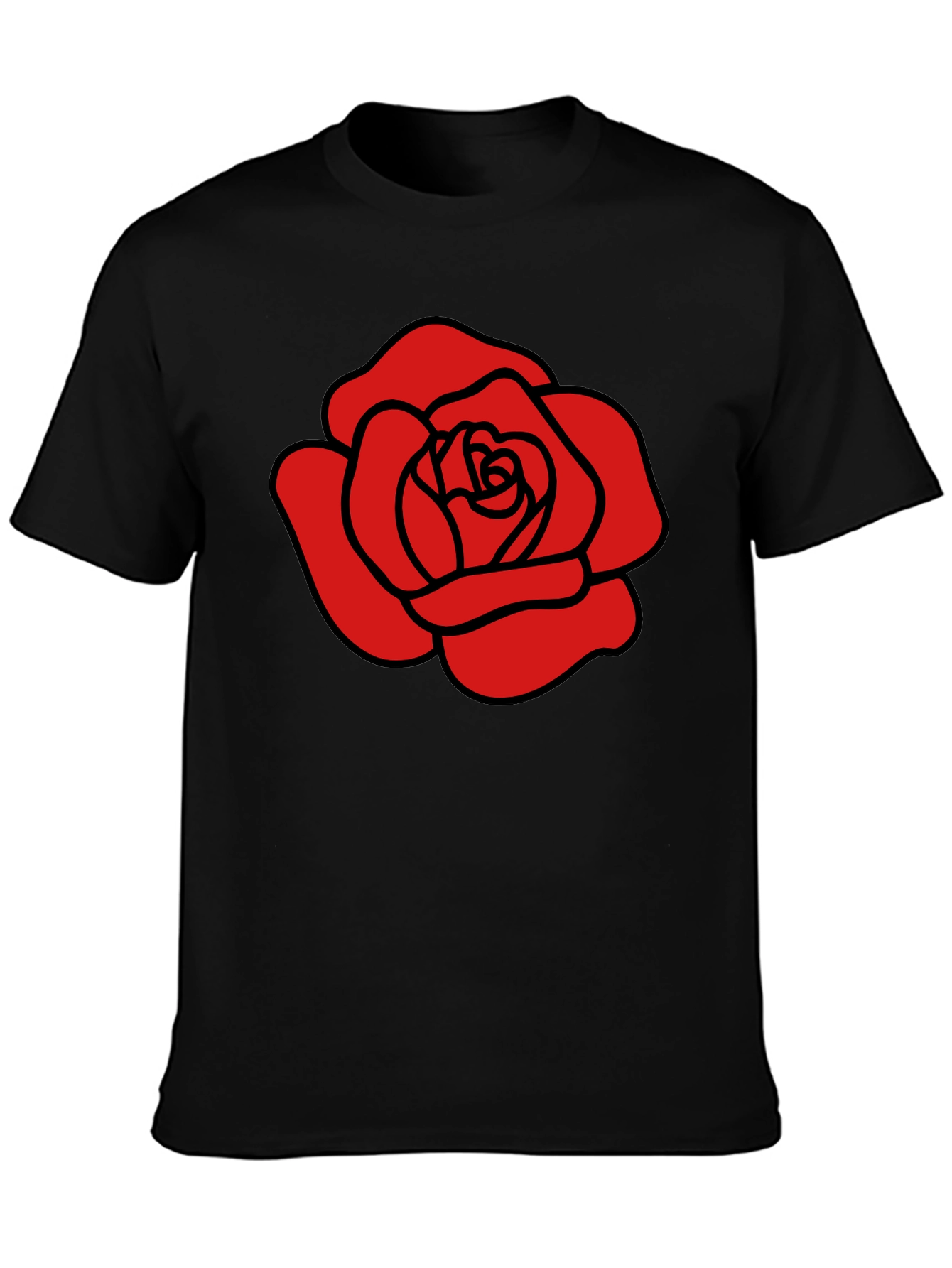 Red Rose Graphic Black T-Shirt