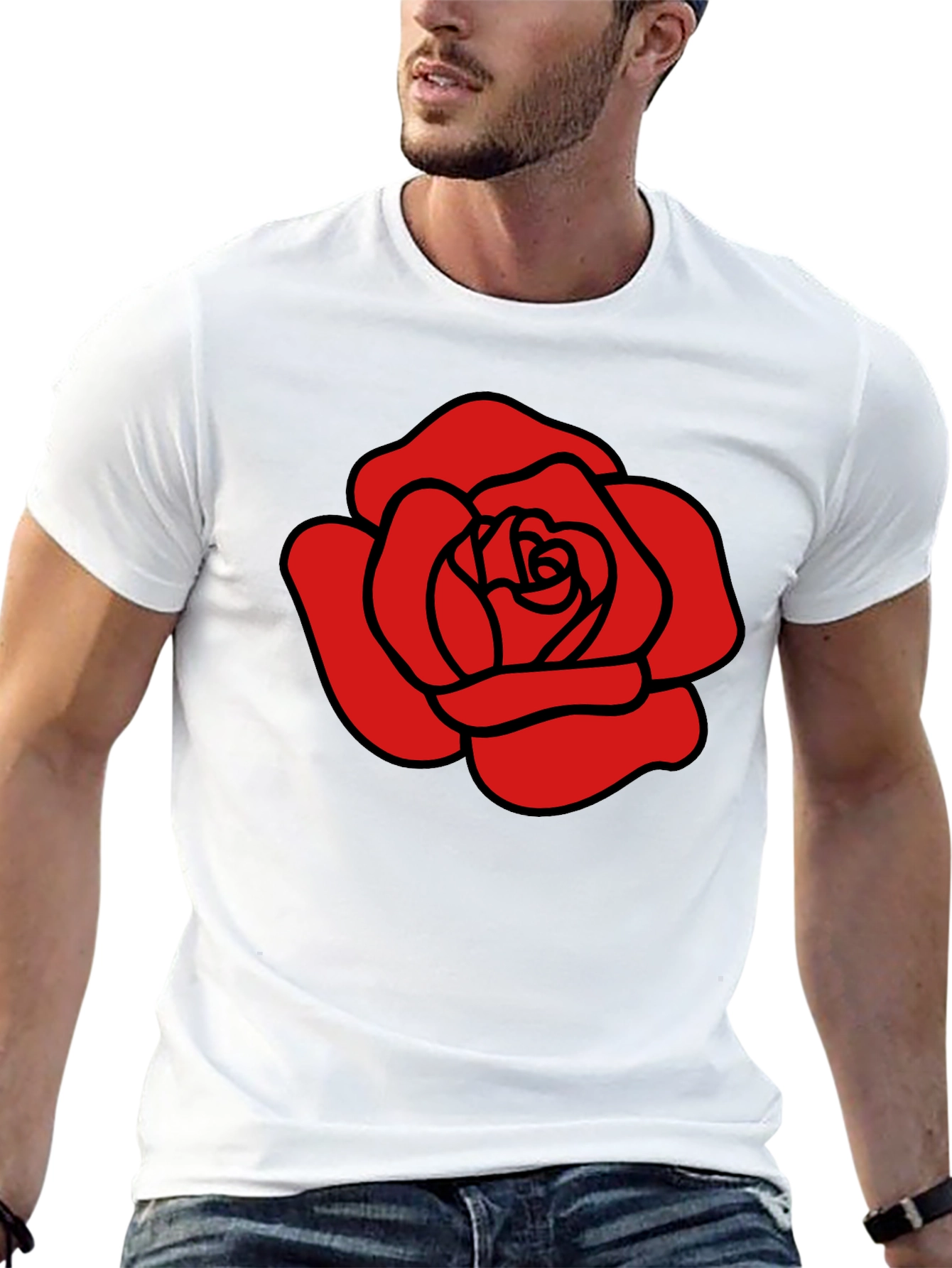 Red Rose Graphic Black T-Shirt