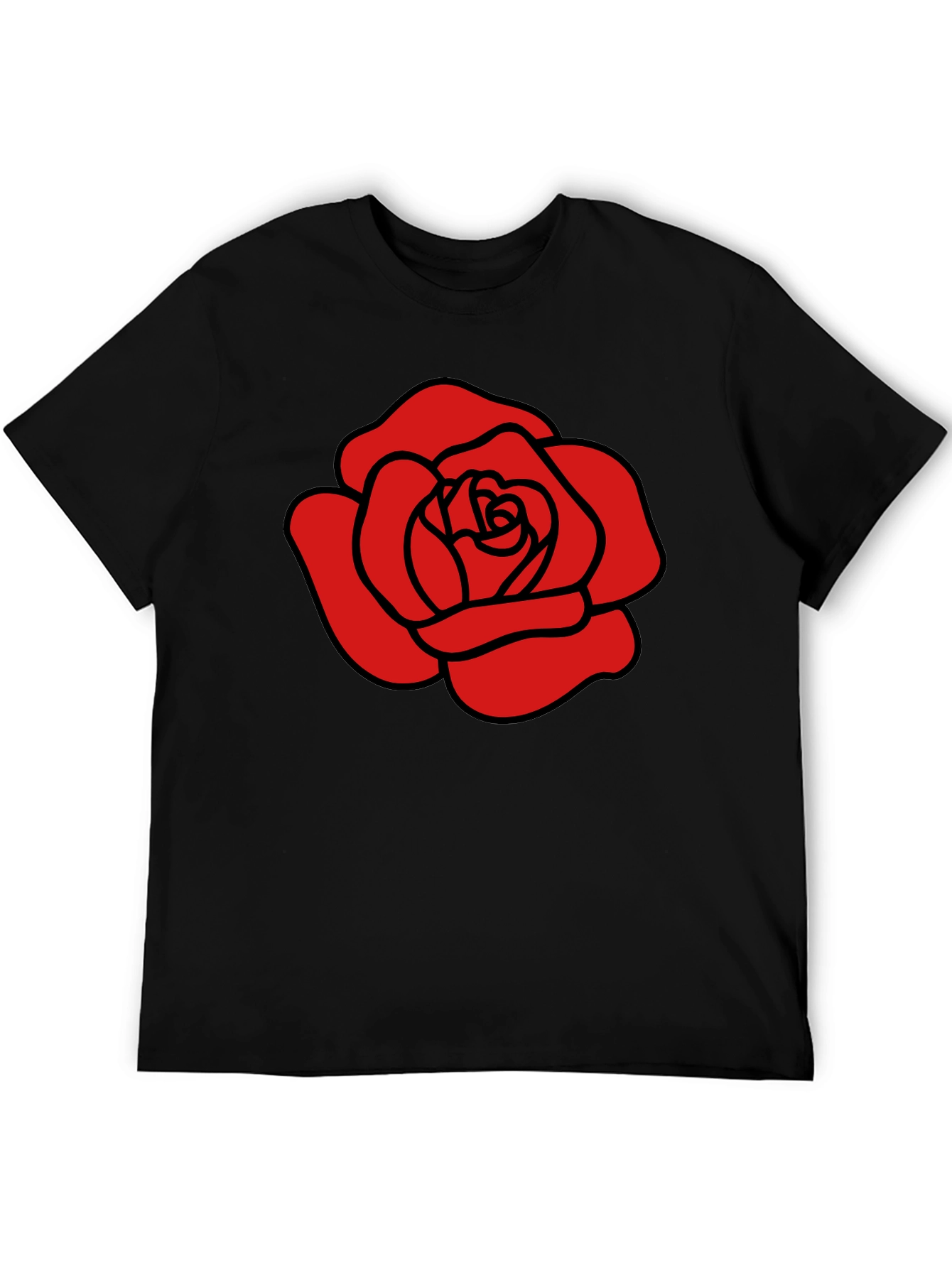 Red Rose Graphic Black T-Shirt