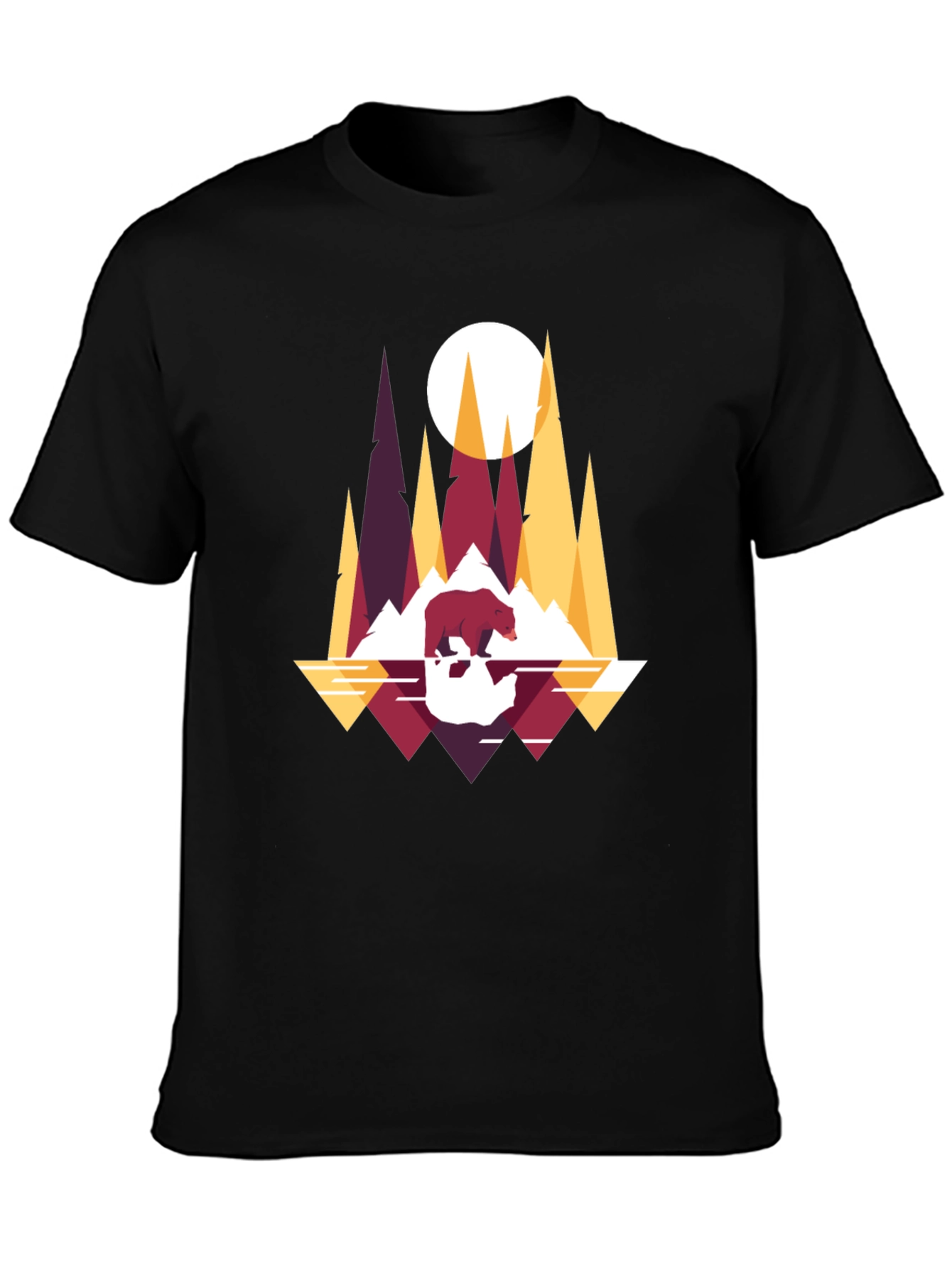 Geometric Bear & Mountains T-Shirt