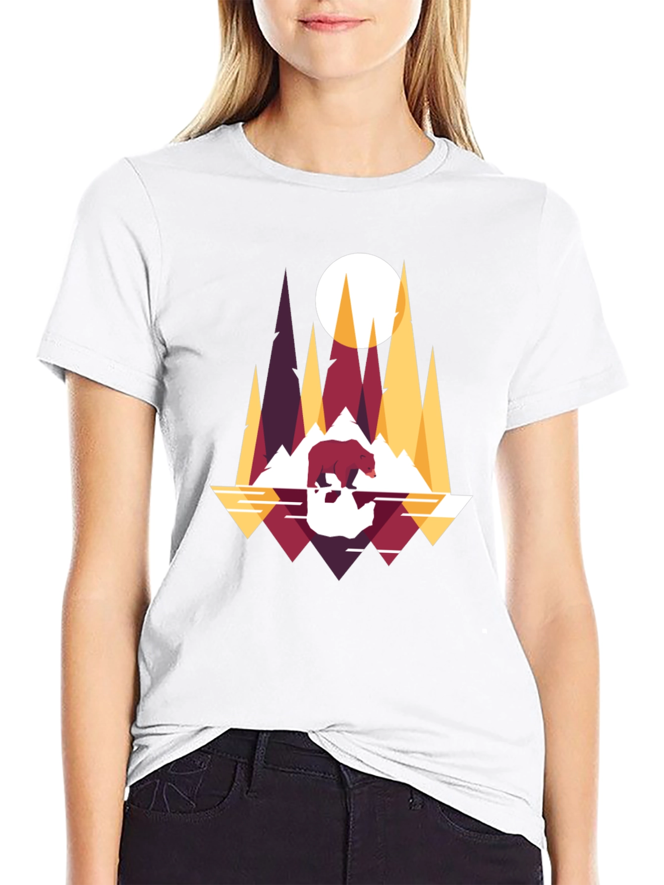 Geometric Bear & Mountains T-Shirt