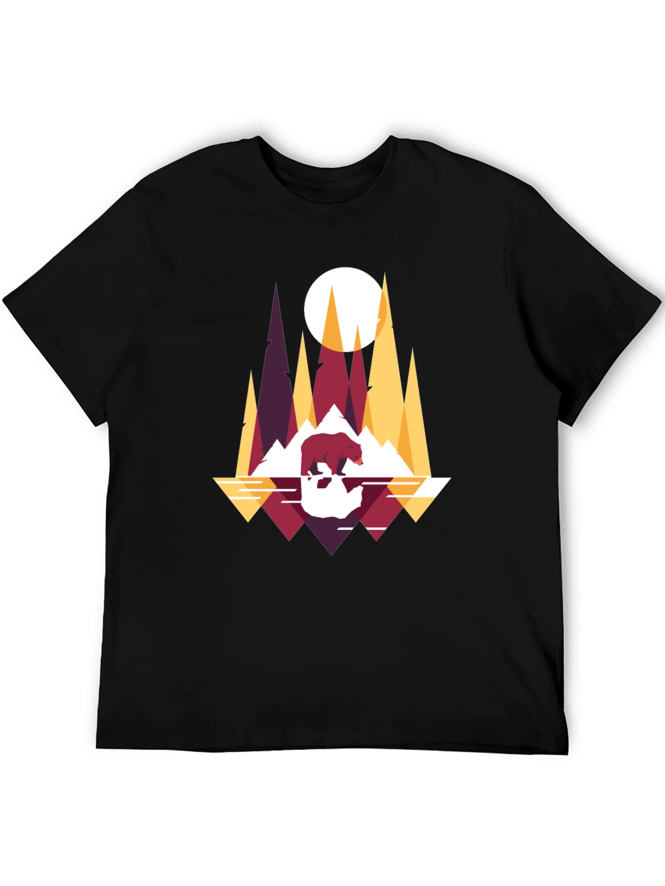 Geometric Bear & Mountains T-Shirt