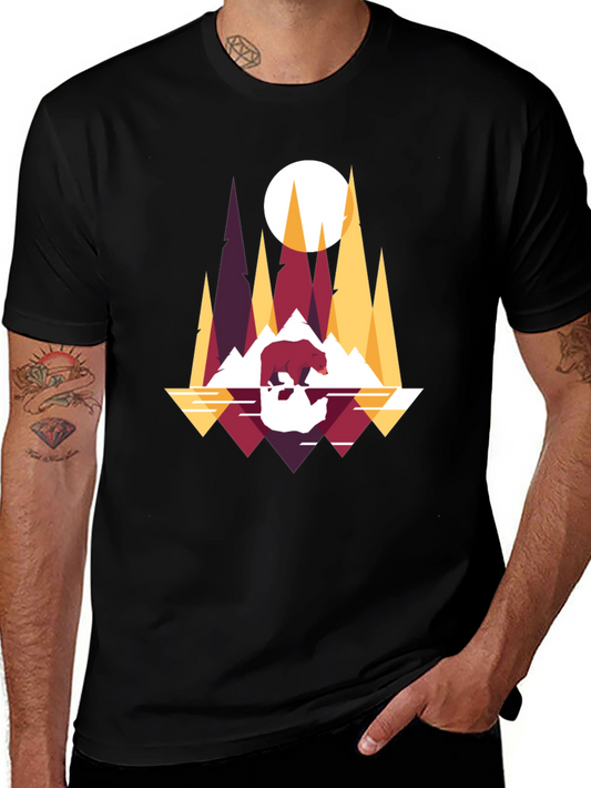 Geometric Bear & Mountains T-Shirt
