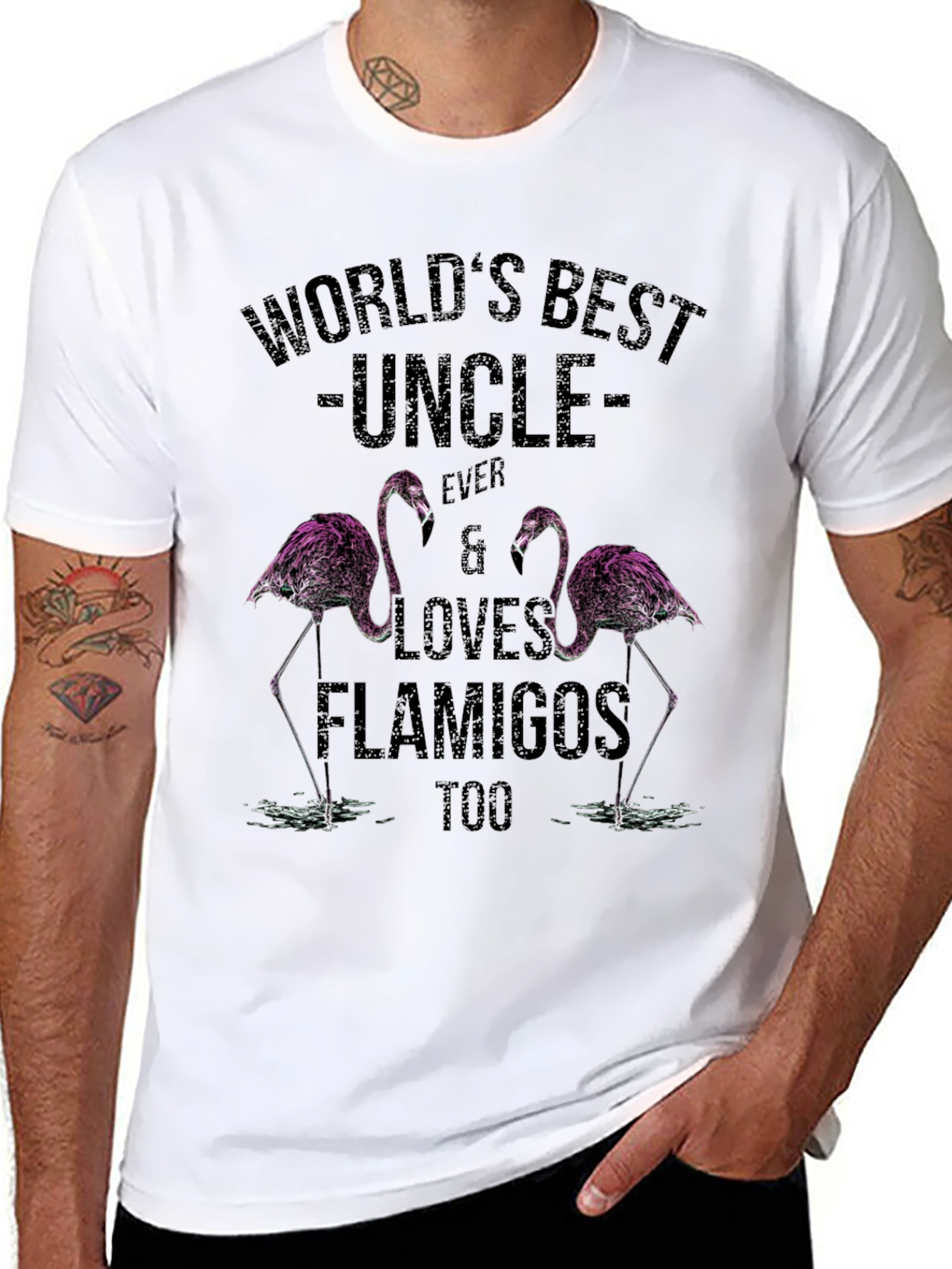 Worlds Best Uncle Flamingo T-Shirt