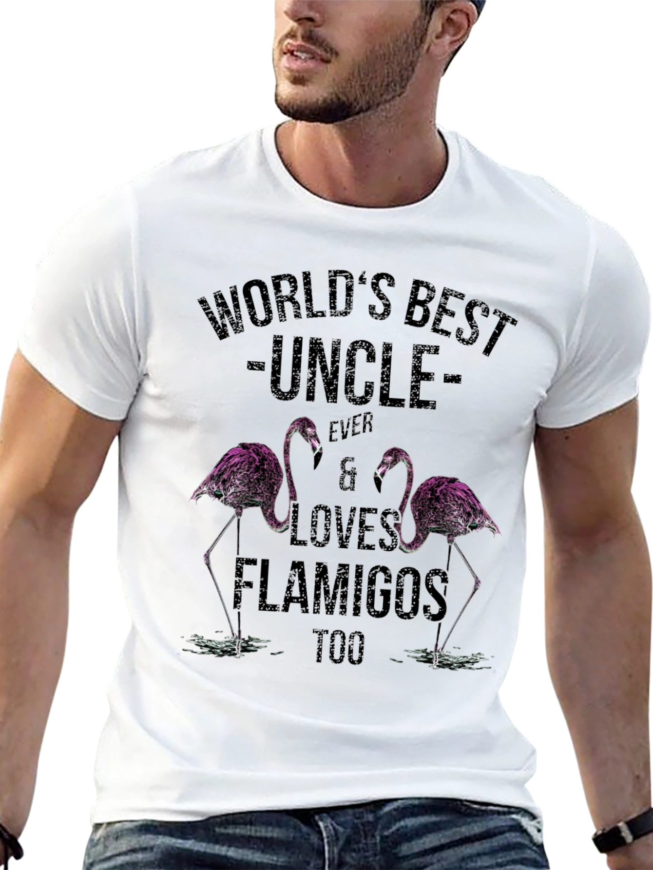 Worlds Best Uncle Flamingo T-Shirt