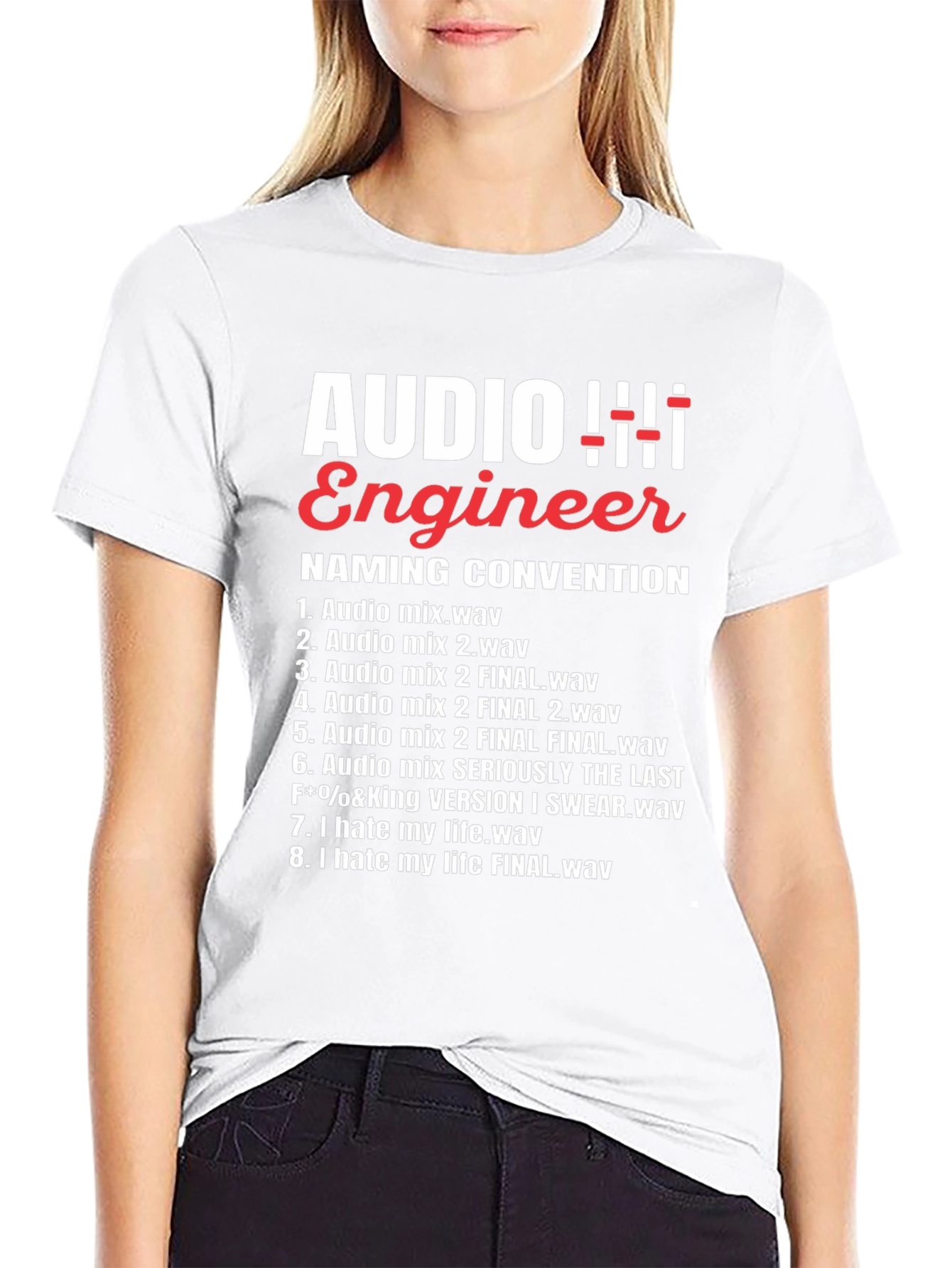 Audio Engineer Naming Convention Funny Black T-Shirt