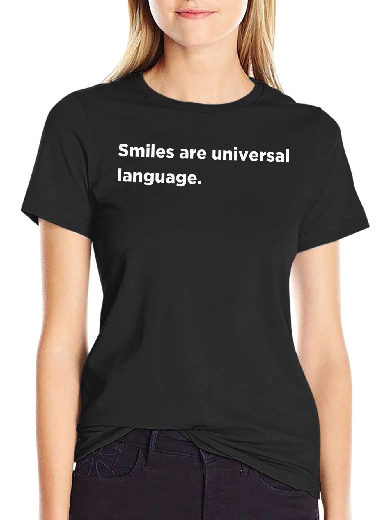 Smiles Are Universal Language Black T-Shirt
