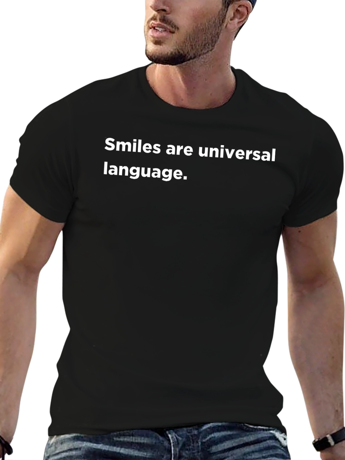 Smiles Are Universal Language Black T-Shirt