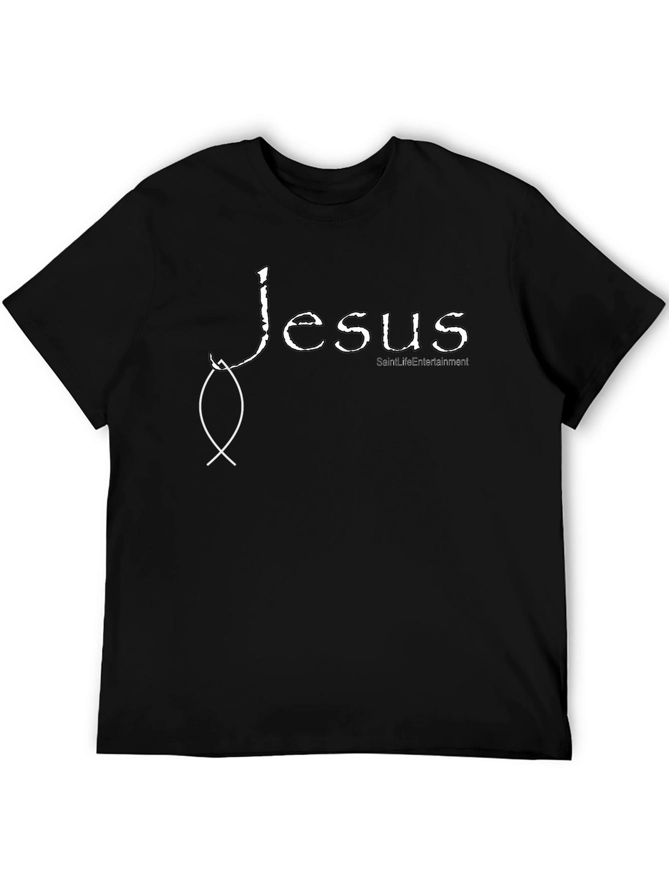 Jesus Fish Graphic Tee - Black Cotton T-Shirt